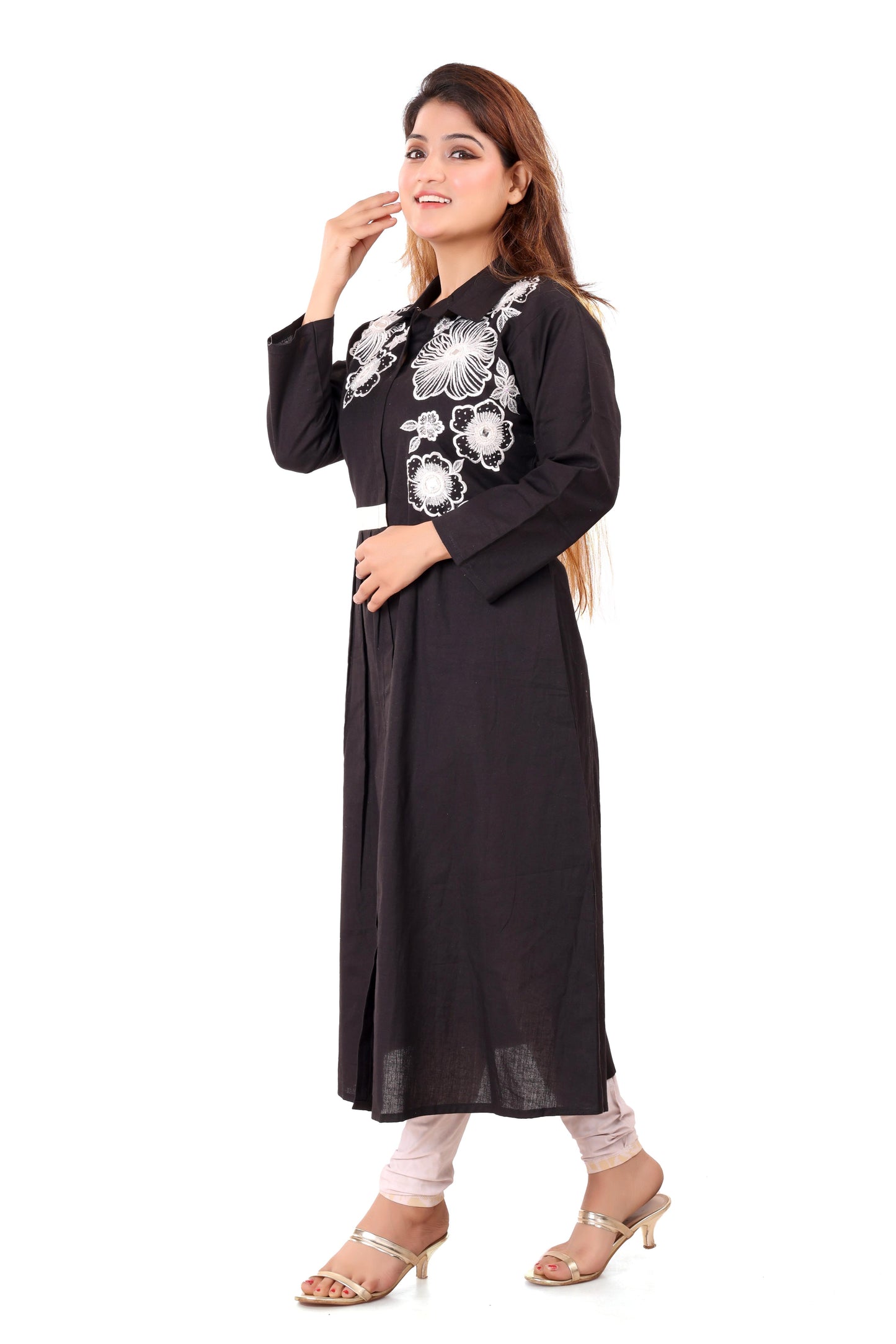 Black Organic Cotton Embroidered Tunic