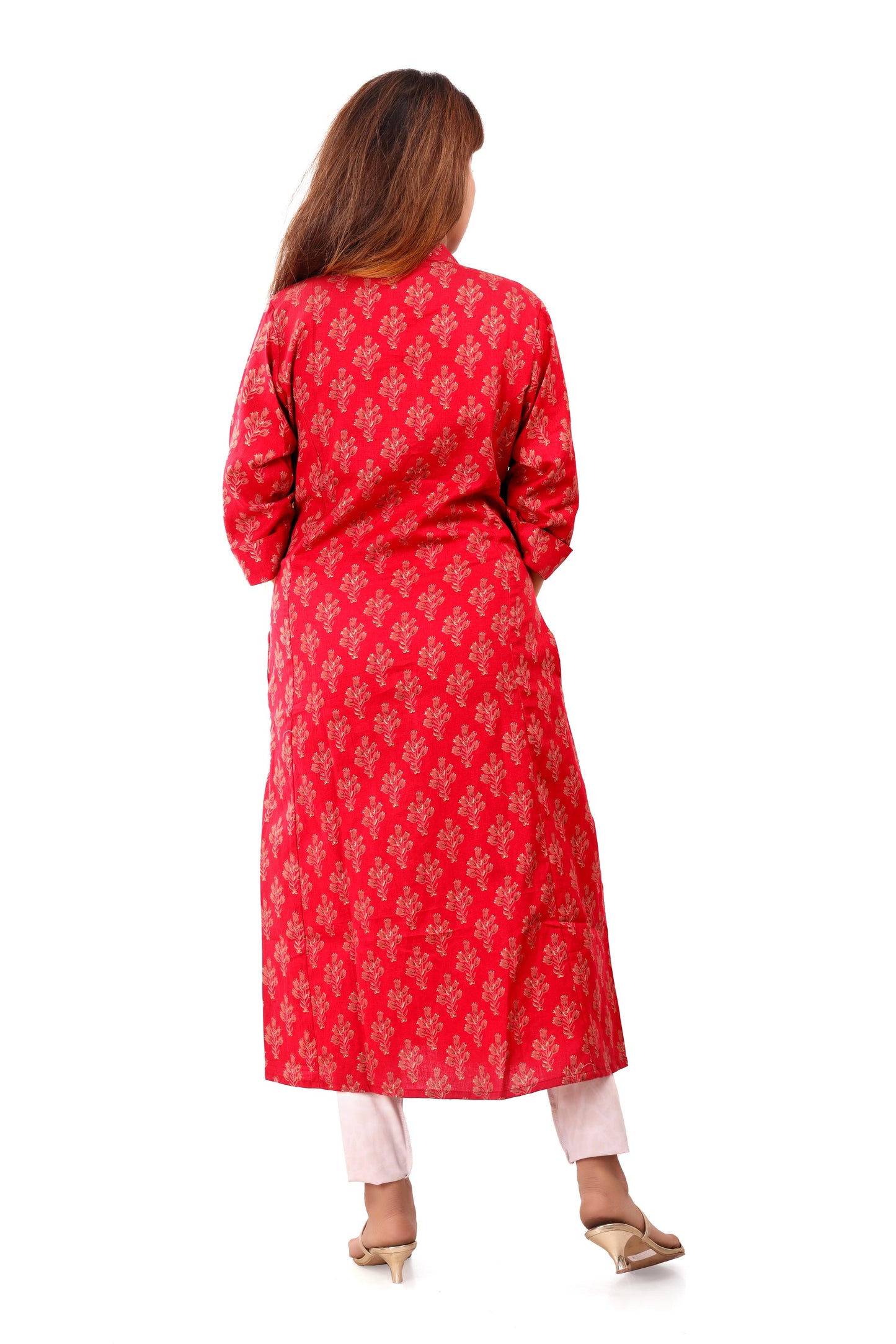 Red Printed Cotton Flex Kurta