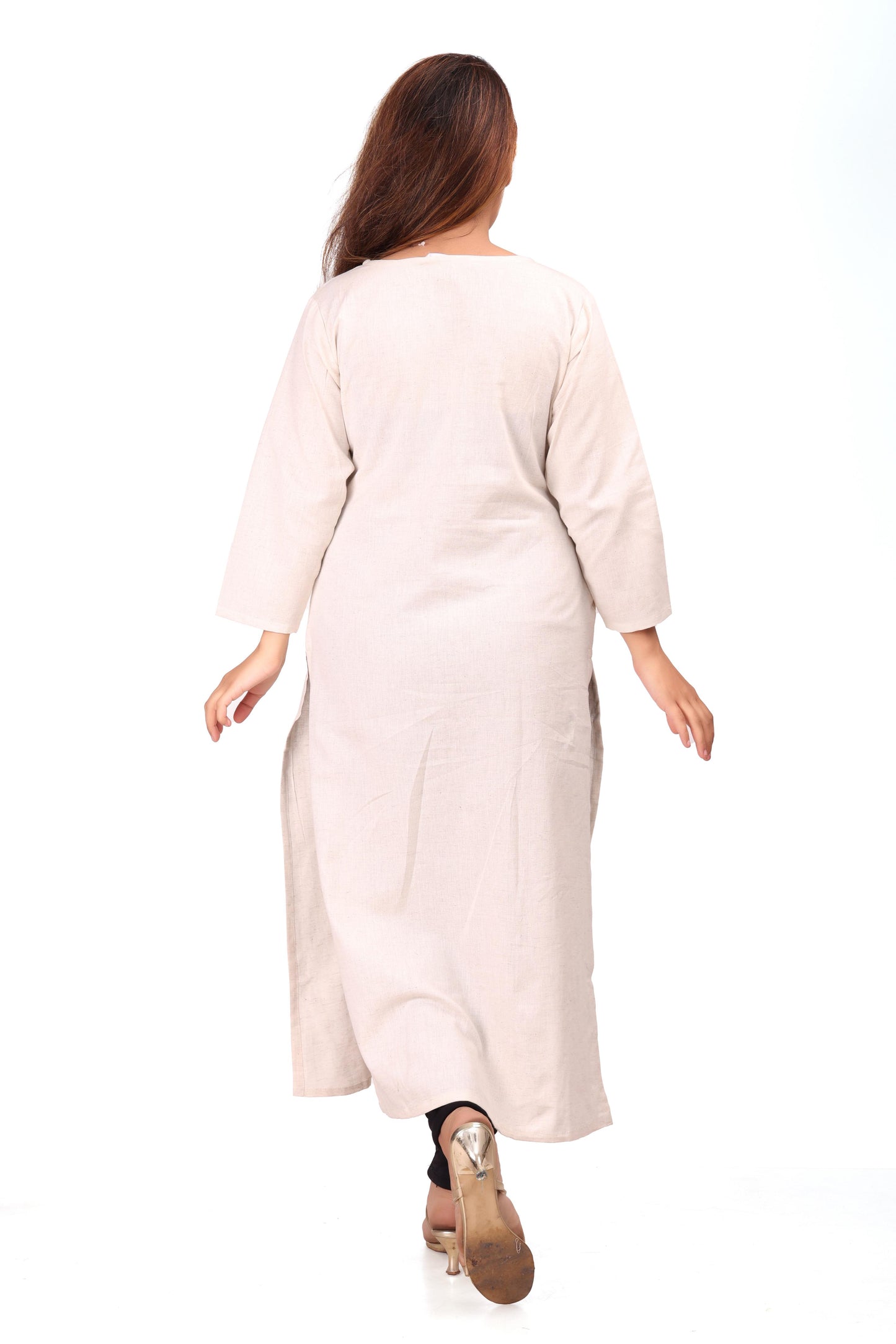 White Embroidered Cotton Flex Kurta